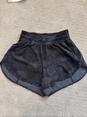Women's Lululemon Black Camo Track That shorts